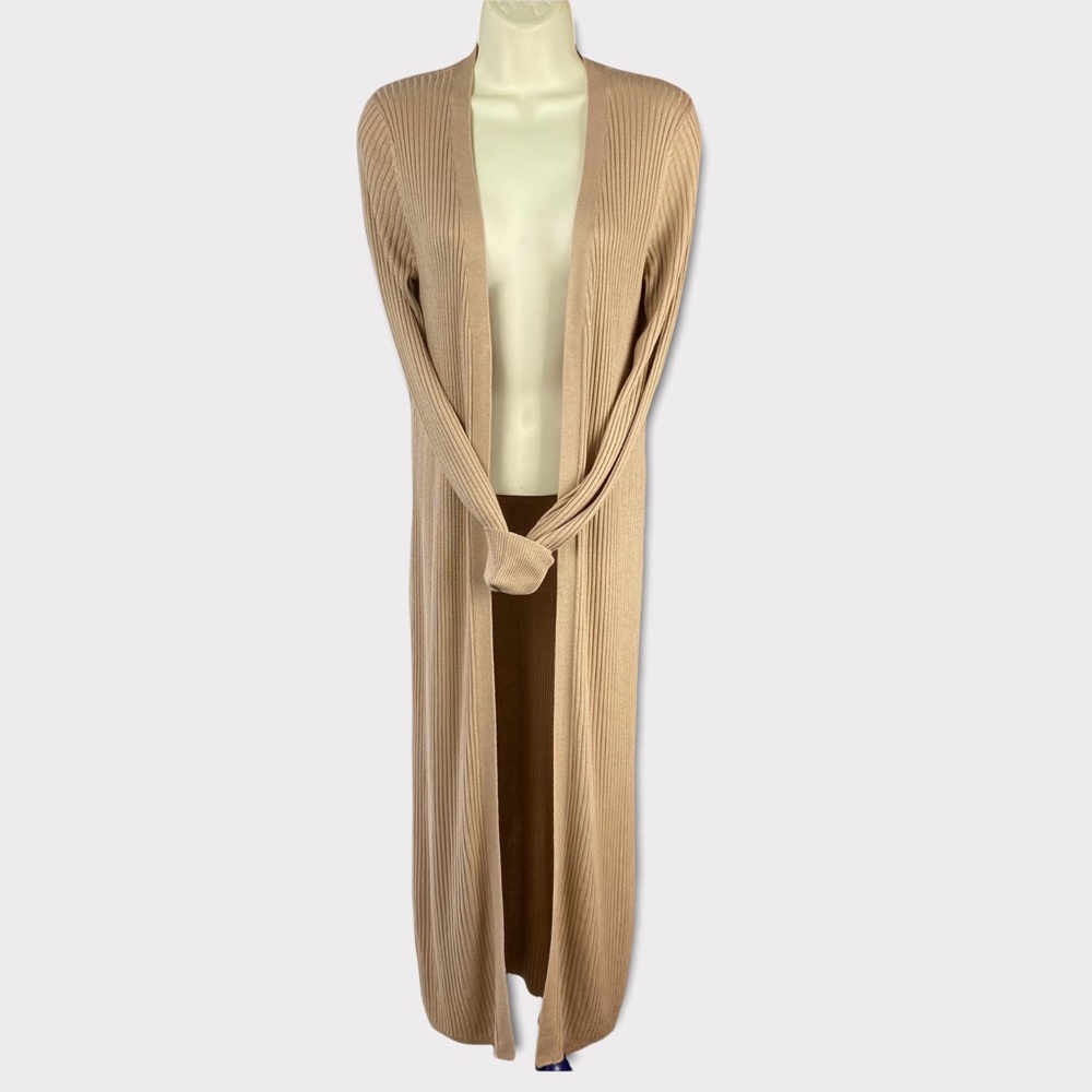 Neiman Marcus Womens Camel Duster Cardigan Acrylic Rayon